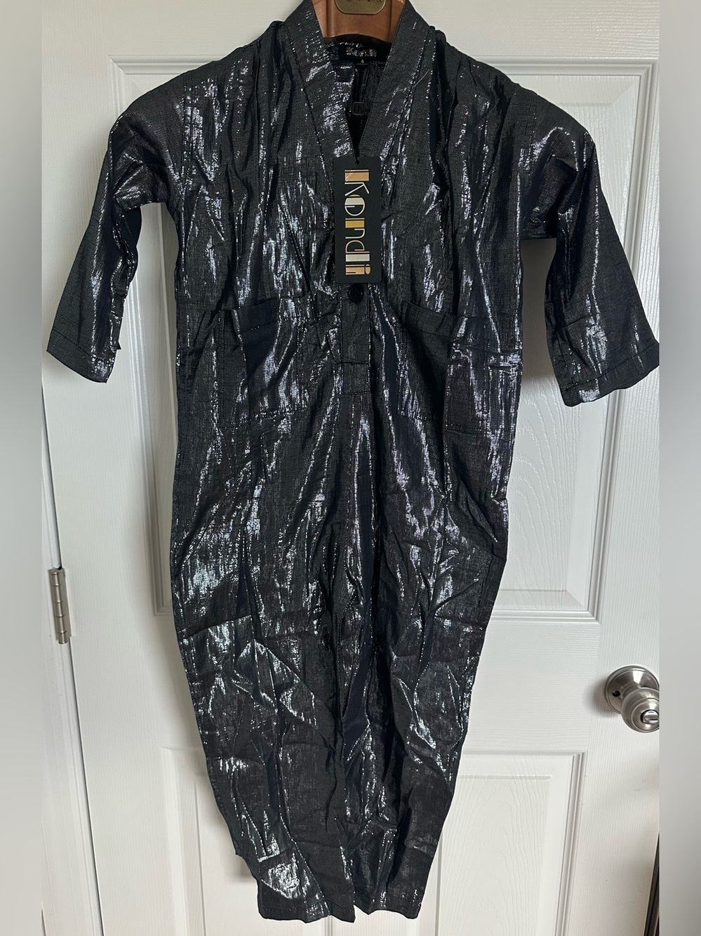 Suzi Kondi Shimmery light gauze cotton Black Metallic Kids One-Piece Bodysuit 8